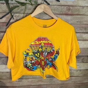 Marvel Comics Yellow Cropped T-Shirt Women’s Size Large